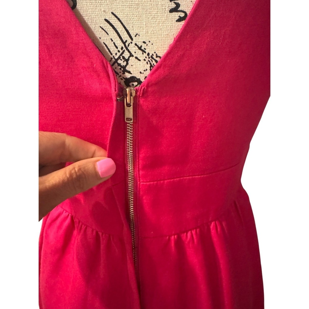 J. Crew Sleeveless Fit Flare‎ Dress Raspberry Pink Cotton Halter Back Size S - Picture 4 of 8